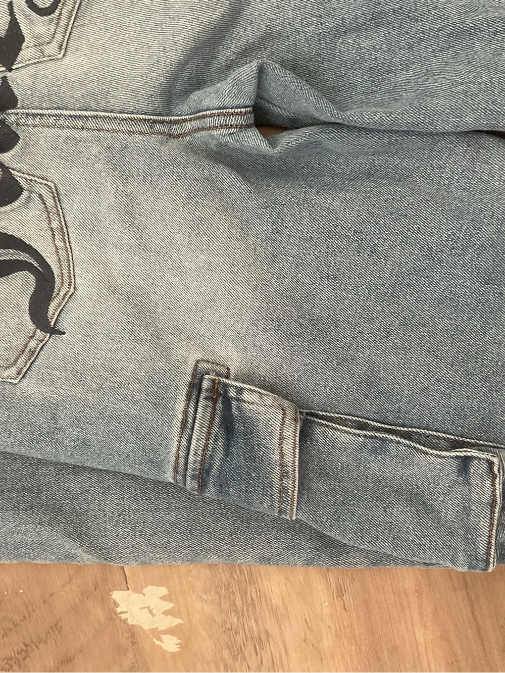 Juicy Couture Washed Light Blue High-Rise Cargo Wide Leg Jeans